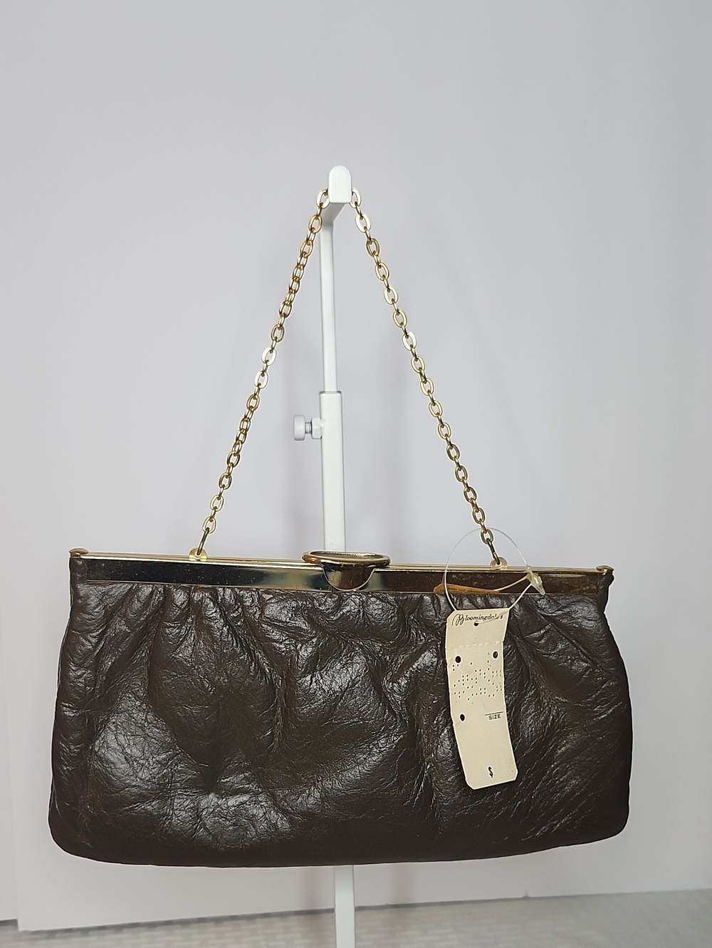 NWT Vintage 60's Bloomingdales Leather Clutch Gold Chain Handle